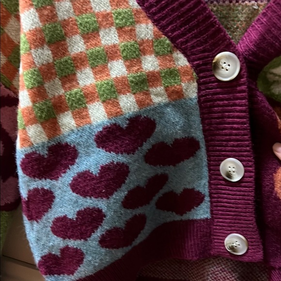 Debut hearts smiley daisy checkered cardigan - Picture 4 of 5